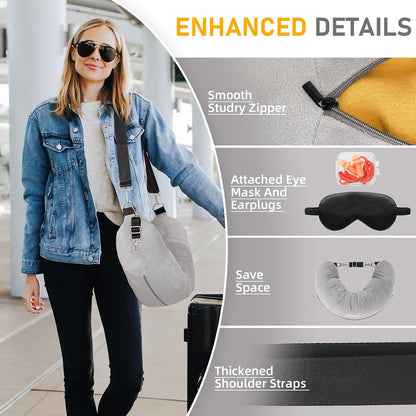 Travel Neck Pillow Stuffable with Clothes, Stuffable Travel Pillow
