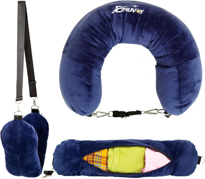 Travel Neck Pillow Stuffable with Clothes, Stuffable Travel Pillow