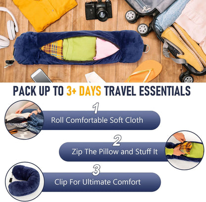 Travel Neck Pillow Stuffable with Clothes, Stuffable Travel Pillow
