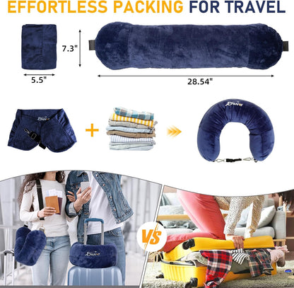 Travel Neck Pillow Stuffable with Clothes, Stuffable Travel Pillow