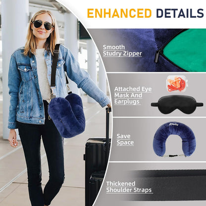 Travel Neck Pillow Stuffable with Clothes, Stuffable Travel Pillow