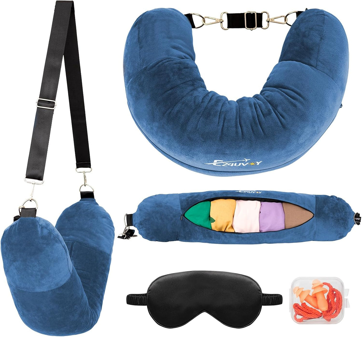 Travel Neck Pillow Stuffable with Clothes, Stuffable Travel Pillow