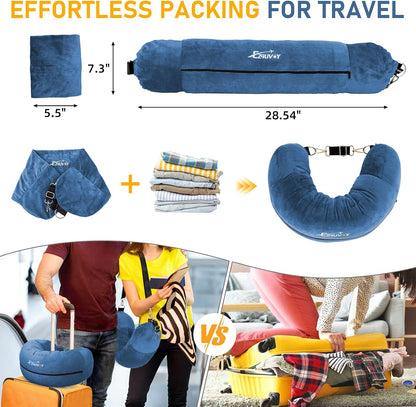 Travel Neck Pillow Stuffable with Clothes, Stuffable Travel Pillow