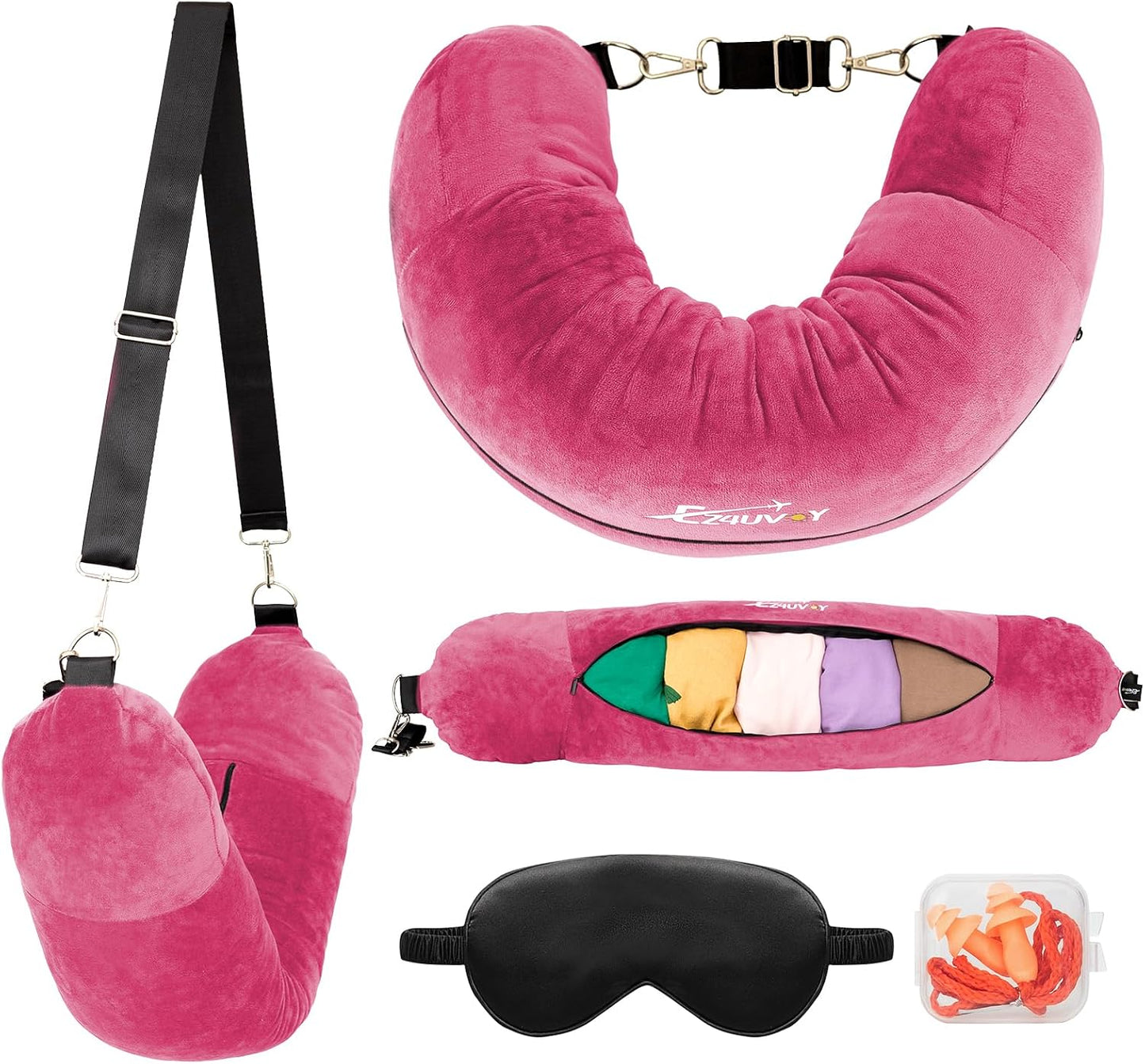 Travel Neck Pillow Stuffable with Clothes, Stuffable Travel Pillow