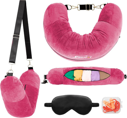 Travel Neck Pillow Stuffable with Clothes, Stuffable Travel Pillow