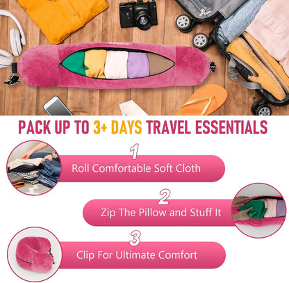 Travel Neck Pillow Stuffable with Clothes, Stuffable Travel Pillow