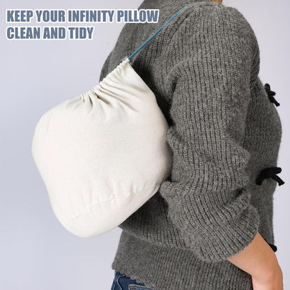 1 Pcs Travel Cotton Case Bag Sleeve Drawstring Pouch for Travel Pillow, Travel Neck Pillow Bag with Drawstring Travel Pillow Case Cover for Airplanes Trips Camping Storage