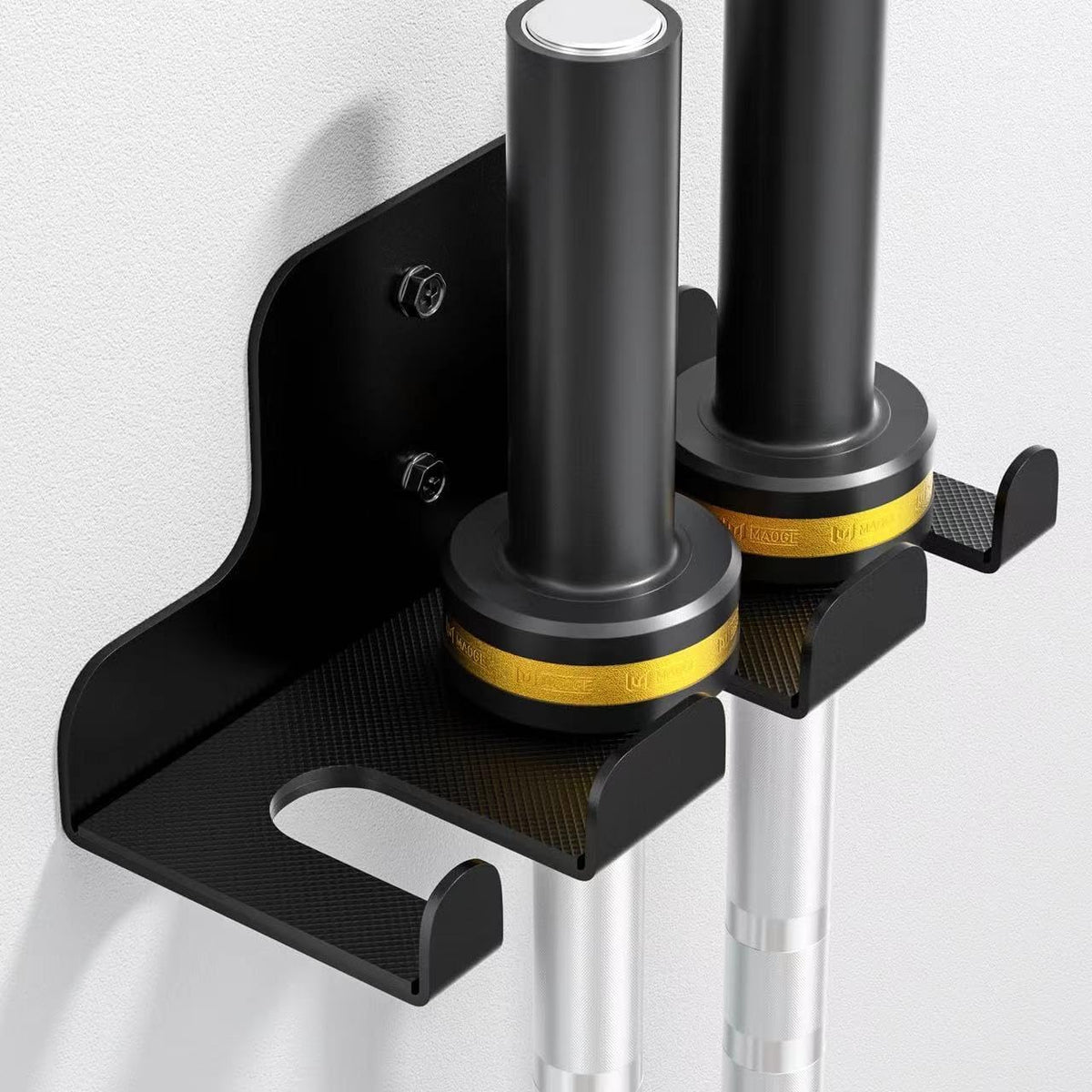 JNIHEEP Olympic Barbell Hanger,Garage Gym Bar Wall Rack,Vertical Barbell Mount Rack,Black Powder Coated,Space Saving Commercial or Home Gym Accessory,Holds Under 33mm Bar Size
