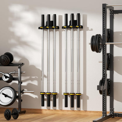 JNIHEEP Olympic Barbell Hanger,Garage Gym Bar Wall Rack,Vertical Barbell Mount Rack,Black Powder Coated,Space Saving Commercial or Home Gym Accessory,Holds Under 33mm Bar Size