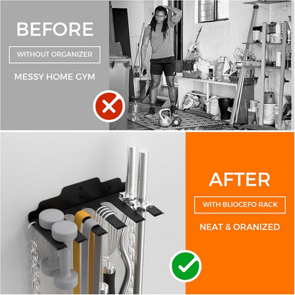 JNIHEEP Olympic Barbell Hanger,Garage Gym Bar Wall Rack,Vertical Barbell Mount Rack,Black Powder Coated,Space Saving Commercial or Home Gym Accessory,Holds Under 33mm Bar Size
