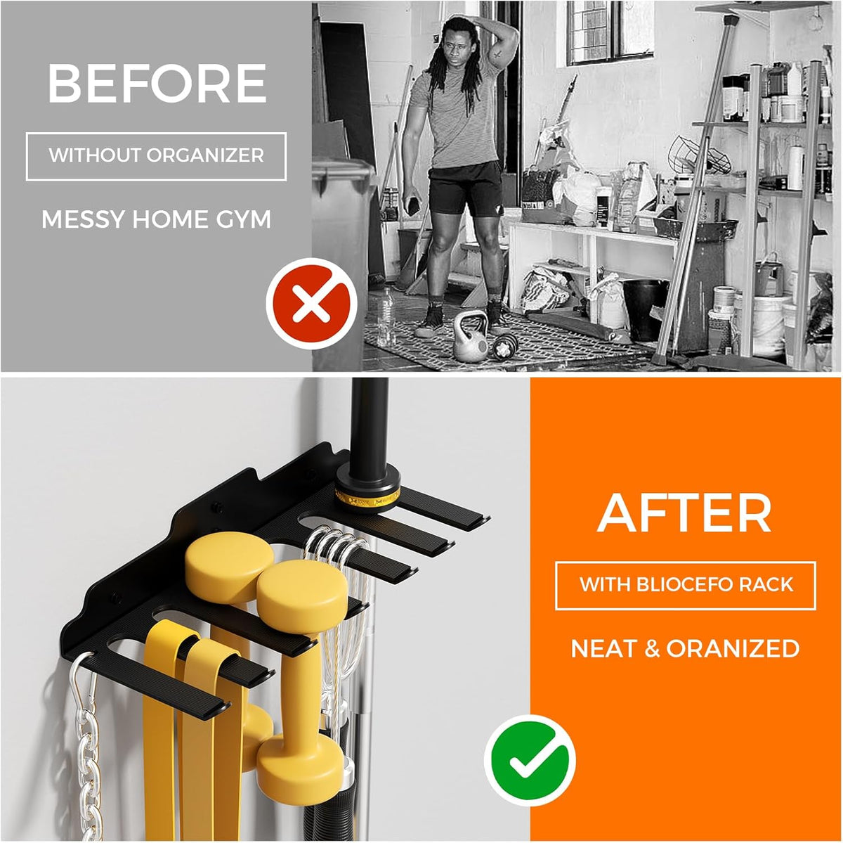 JNIHEEP Olympic Barbell Hanger,Garage Gym Bar Wall Rack,Vertical Barbell Mount Rack,Black Powder Coated,Space Saving Commercial or Home Gym Accessory,Holds Under 33mm Bar Size
