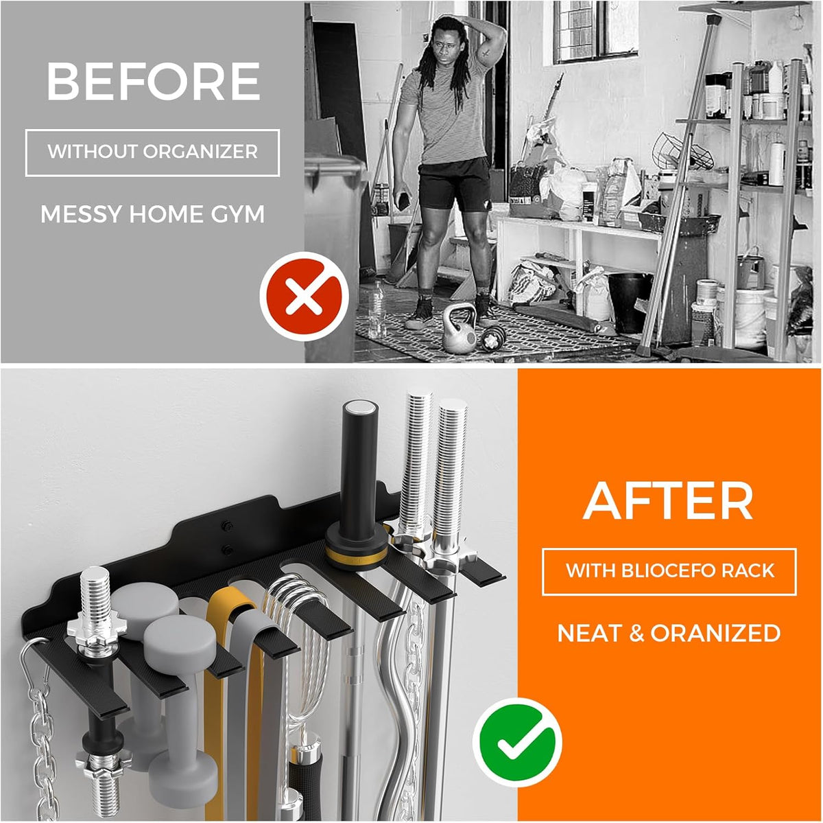 JNIHEEP Olympic Barbell Hanger,Garage Gym Bar Wall Rack,Vertical Barbell Mount Rack,Black Powder Coated,Space Saving Commercial or Home Gym Accessory,Holds Under 33mm Bar Size
