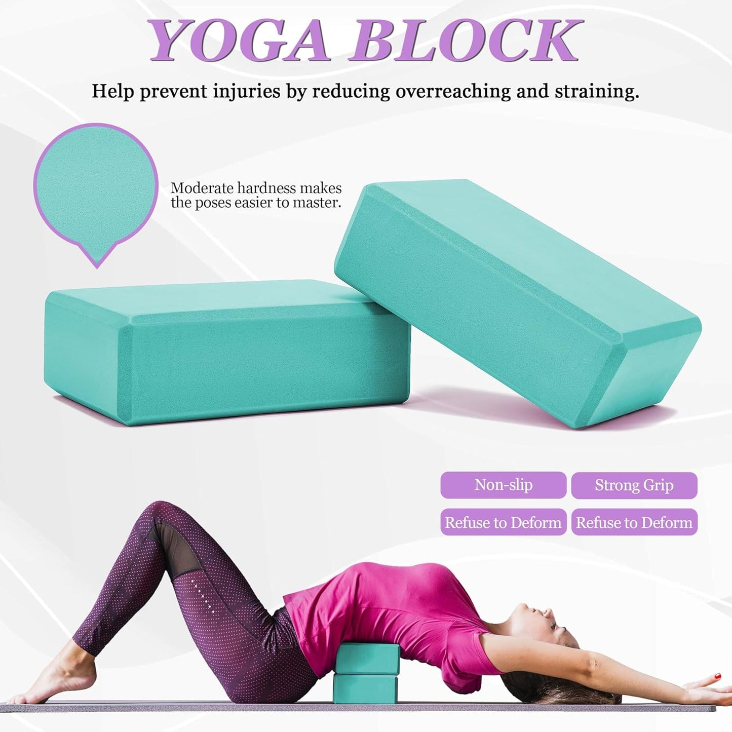 All in One Yoga Wheel Set, Soft Foam Roller Wheel for Back Pain & Stretching, Yoga Blocks 2 Pack with Strap, Trigger Point Therapy Massage Ball for Deep Tissue, Yoga Starter Kit for Beginner