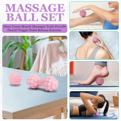 All in One Yoga Wheel Set, Soft Foam Roller Wheel for Back Pain & Stretching, Yoga Blocks 2 Pack with Strap, Trigger Point Therapy Massage Ball for Deep Tissue, Yoga Starter Kit for Beginner