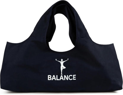Yoga Bag, Exercise, Tote, Large Carrier, Shoulder Strap, Inner Pocket, Fits Most Mats, Recycled Cotton Canvas