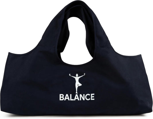 Yoga Bag, Exercise, Tote, Large Carrier, Shoulder Strap, Inner Pocket, Fits Most Mats, Recycled Cotton Canvas