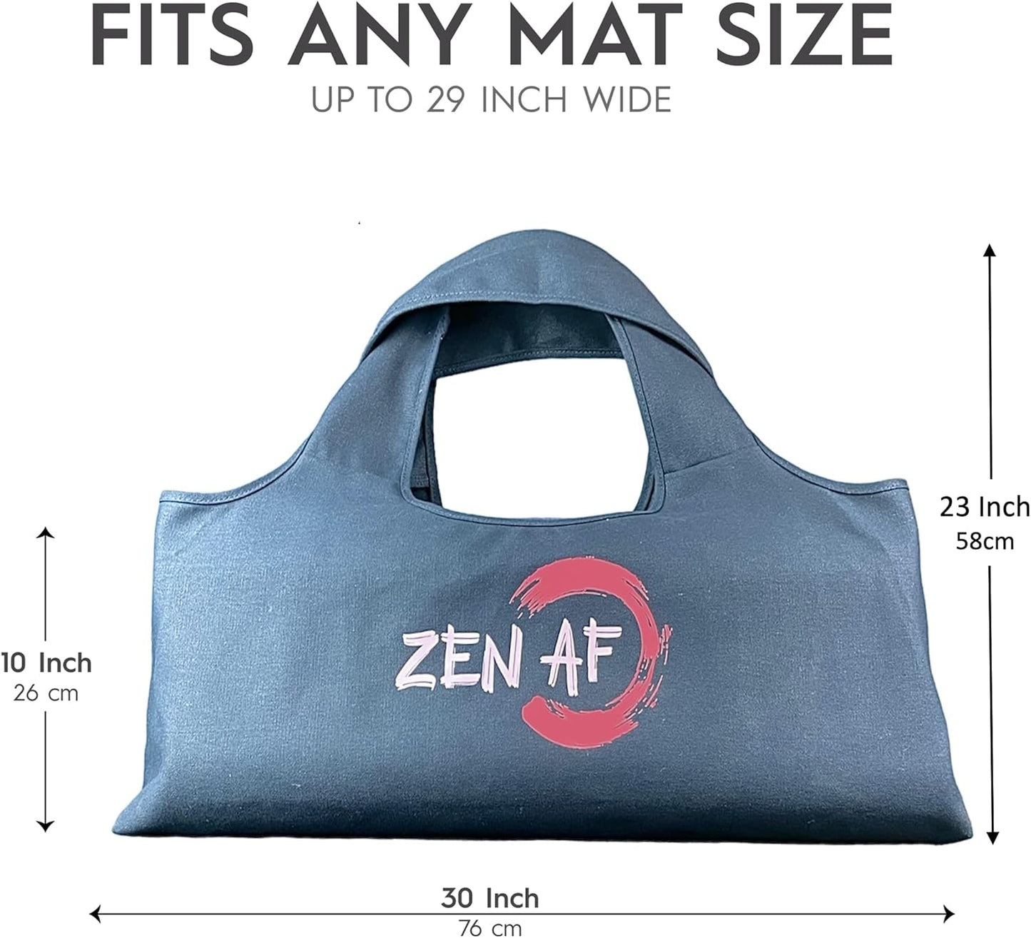 Yoga Bag, Exercise, Tote, Large Carrier, Shoulder Strap, Inner Pocket, Fits Most Mats, Recycled Cotton Canvas