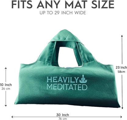 Yoga Bag, Exercise, Tote, Large Carrier, Shoulder Strap, Inner Pocket, Fits Most Mats, Recycled Cotton Canvas