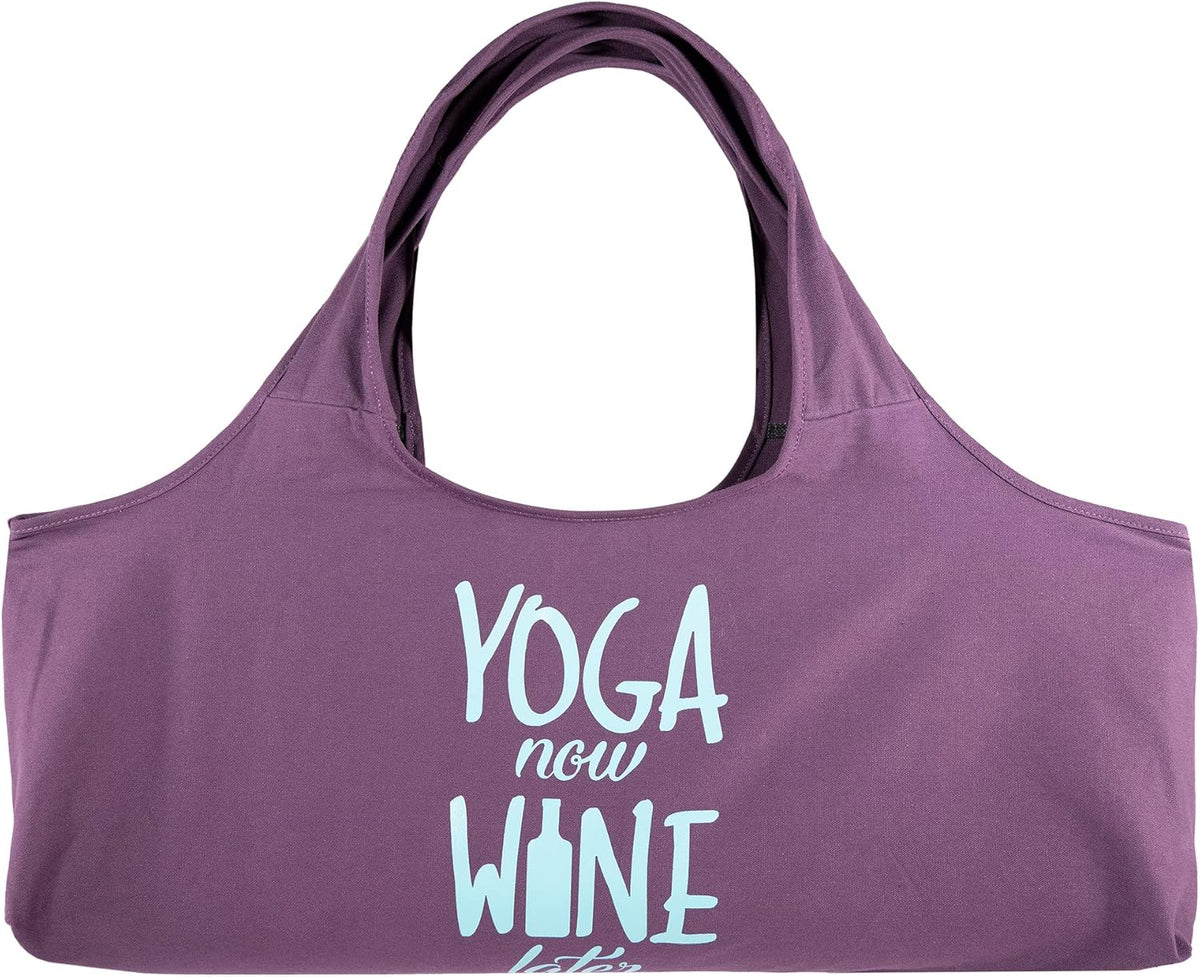 Yoga Bag, Exercise, Tote, Large Carrier, Shoulder Strap, Inner Pocket, Fits Most Mats, Recycled Cotton Canvas