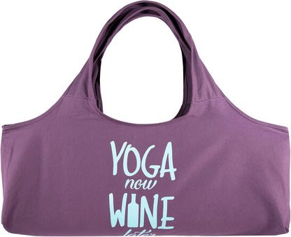 Yoga Bag, Exercise, Tote, Large Carrier, Shoulder Strap, Inner Pocket, Fits Most Mats, Recycled Cotton Canvas
