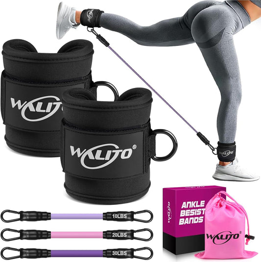 Ankle Resistance Bands with Cuffs, Exercise Bands for Legs and Butt, Booty Workout Equipment for Kickbacks and Hip Fitness Training