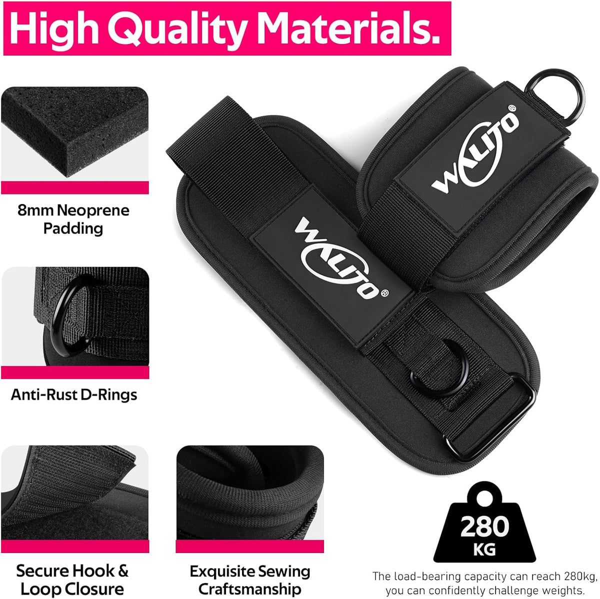 Ankle Resistance Bands with Cuffs, Exercise Bands for Legs and Butt, Booty Workout Equipment for Kickbacks and Hip Fitness Training