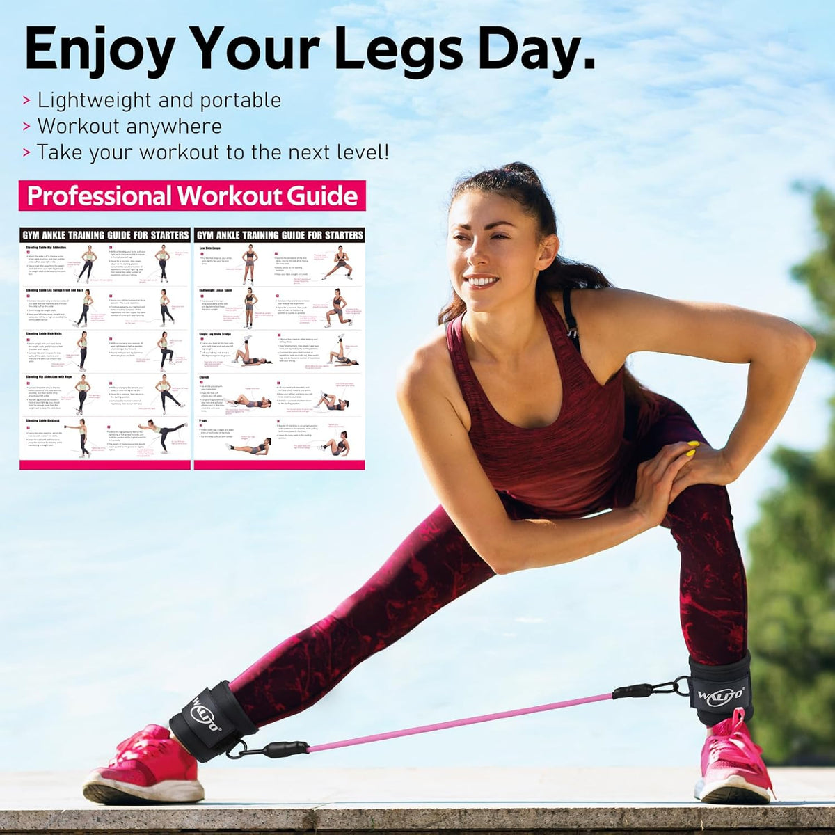 Ankle Resistance Bands with Cuffs, Exercise Bands for Legs and Butt, Booty Workout Equipment for Kickbacks and Hip Fitness Training