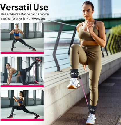 Ankle Resistance Bands with Cuffs, Exercise Bands for Legs and Butt, Booty Workout Equipment for Kickbacks and Hip Fitness Training