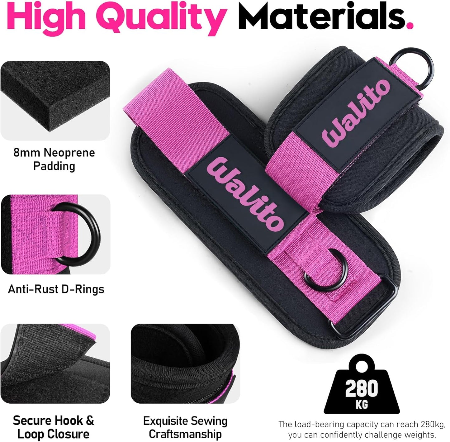 Ankle Resistance Bands with Cuffs, Exercise Bands for Legs and Butt, Booty Workout Equipment for Kickbacks and Hip Fitness Training