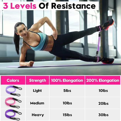 Ankle Resistance Bands with Cuffs, Exercise Bands for Legs and Butt, Booty Workout Equipment for Kickbacks and Hip Fitness Training