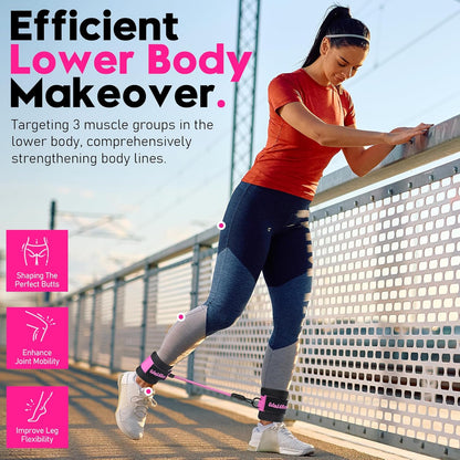 Ankle Resistance Bands with Cuffs, Exercise Bands for Legs and Butt, Booty Workout Equipment for Kickbacks and Hip Fitness Training