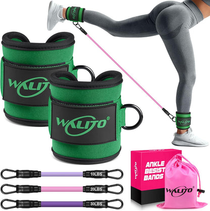 Ankle Resistance Bands with Cuffs, Exercise Bands for Legs and Butt, Booty Workout Equipment for Kickbacks and Hip Fitness Training