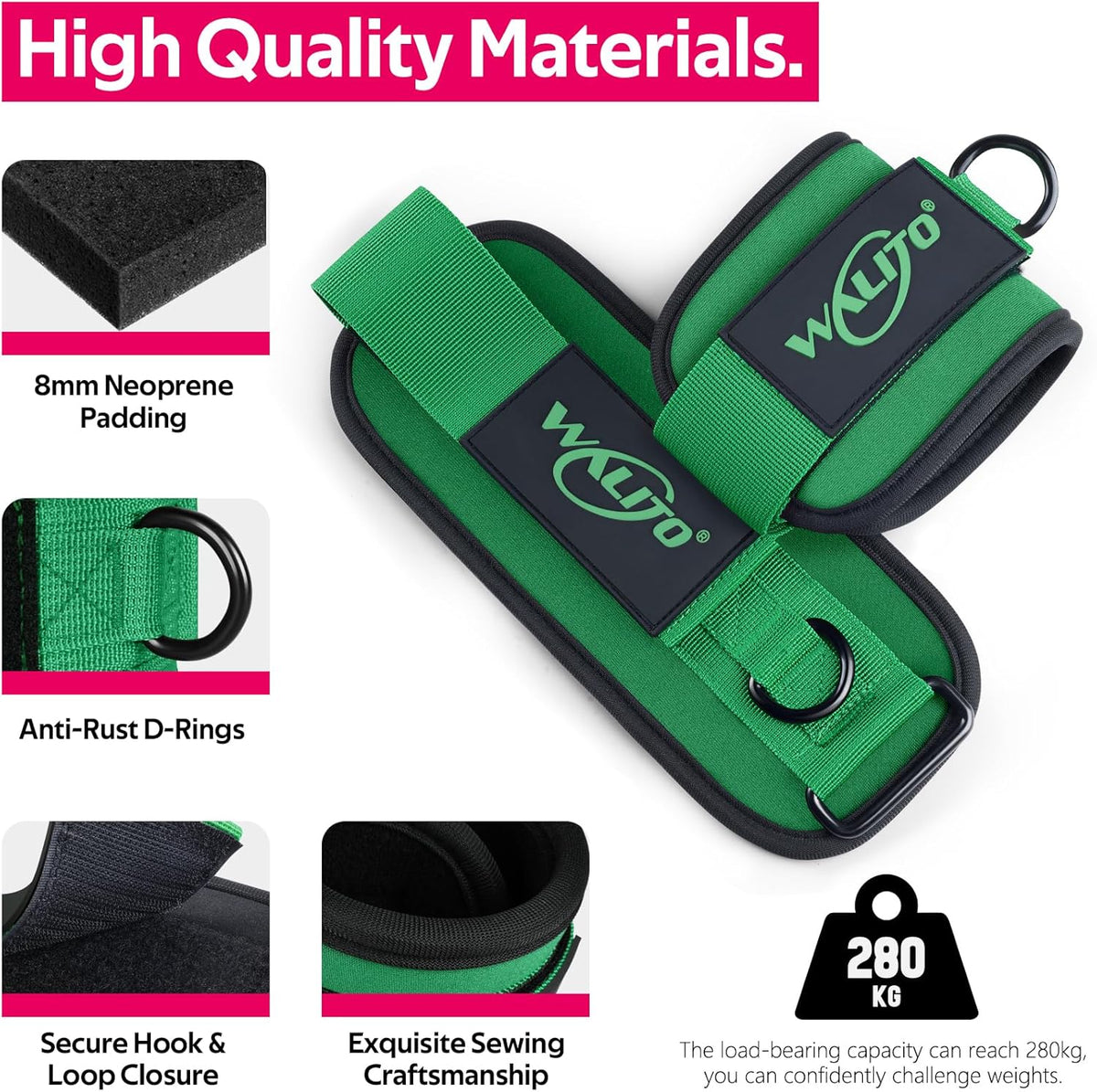 Ankle Resistance Bands with Cuffs, Exercise Bands for Legs and Butt, Booty Workout Equipment for Kickbacks and Hip Fitness Training