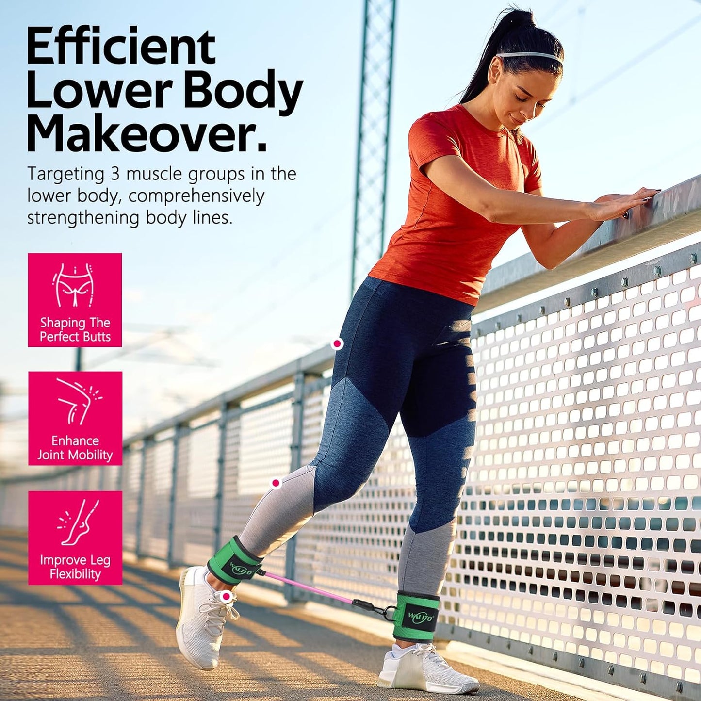 Ankle Resistance Bands with Cuffs, Exercise Bands for Legs and Butt, Booty Workout Equipment for Kickbacks and Hip Fitness Training