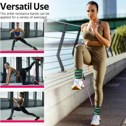 Ankle Resistance Bands with Cuffs, Exercise Bands for Legs and Butt, Booty Workout Equipment for Kickbacks and Hip Fitness Training