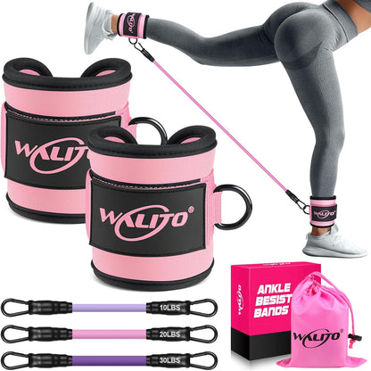 Ankle Resistance Bands with Cuffs, Exercise Bands for Legs and Butt, Booty Workout Equipment for Kickbacks and Hip Fitness Training