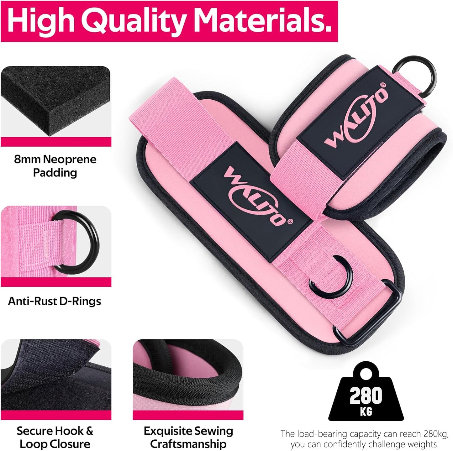Ankle Resistance Bands with Cuffs, Exercise Bands for Legs and Butt, Booty Workout Equipment for Kickbacks and Hip Fitness Training