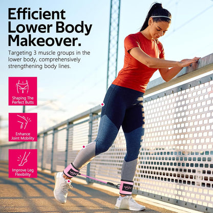 Ankle Resistance Bands with Cuffs, Exercise Bands for Legs and Butt, Booty Workout Equipment for Kickbacks and Hip Fitness Training
