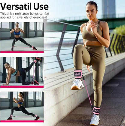 Ankle Resistance Bands with Cuffs, Exercise Bands for Legs and Butt, Booty Workout Equipment for Kickbacks and Hip Fitness Training