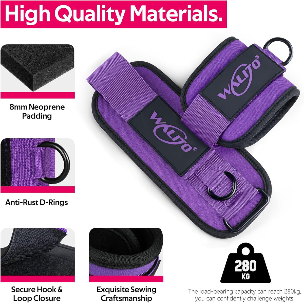 Ankle Resistance Bands with Cuffs, Exercise Bands for Legs and Butt, Booty Workout Equipment for Kickbacks and Hip Fitness Training