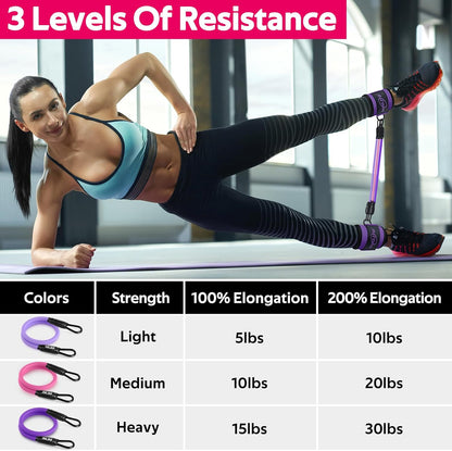 Ankle Resistance Bands with Cuffs, Exercise Bands for Legs and Butt, Booty Workout Equipment for Kickbacks and Hip Fitness Training