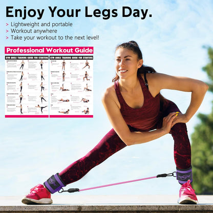 Ankle Resistance Bands with Cuffs, Exercise Bands for Legs and Butt, Booty Workout Equipment for Kickbacks and Hip Fitness Training