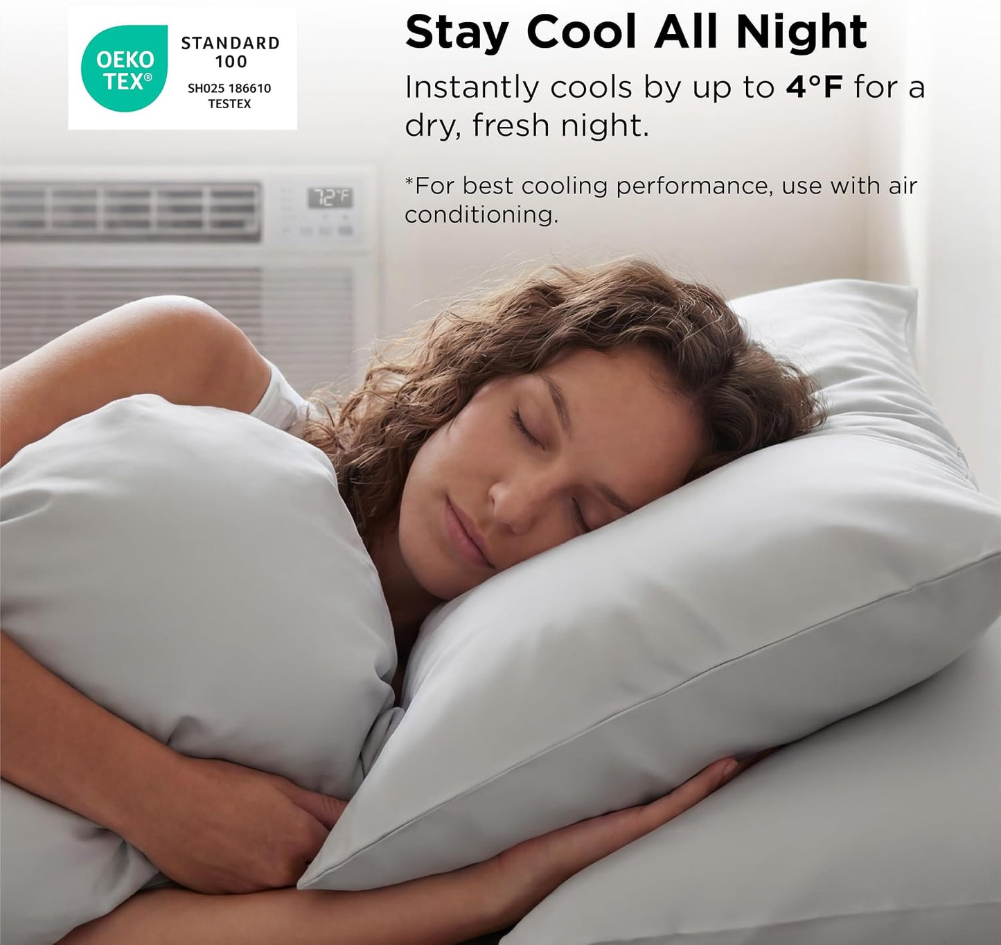 Cooling Pillow Cases Queen Size Set of 2 for Hot Sleepers, Grey