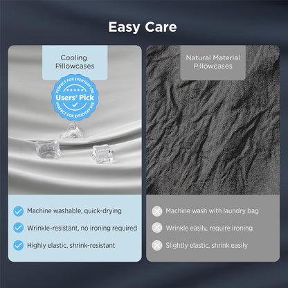 Cooling Pillow Cases Queen Size Set of 2 for Hot Sleepers, Grey