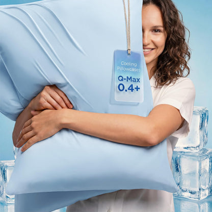 Cooling Pillow Cases Queen Size Set of 2 for Hot Sleepers, Grey