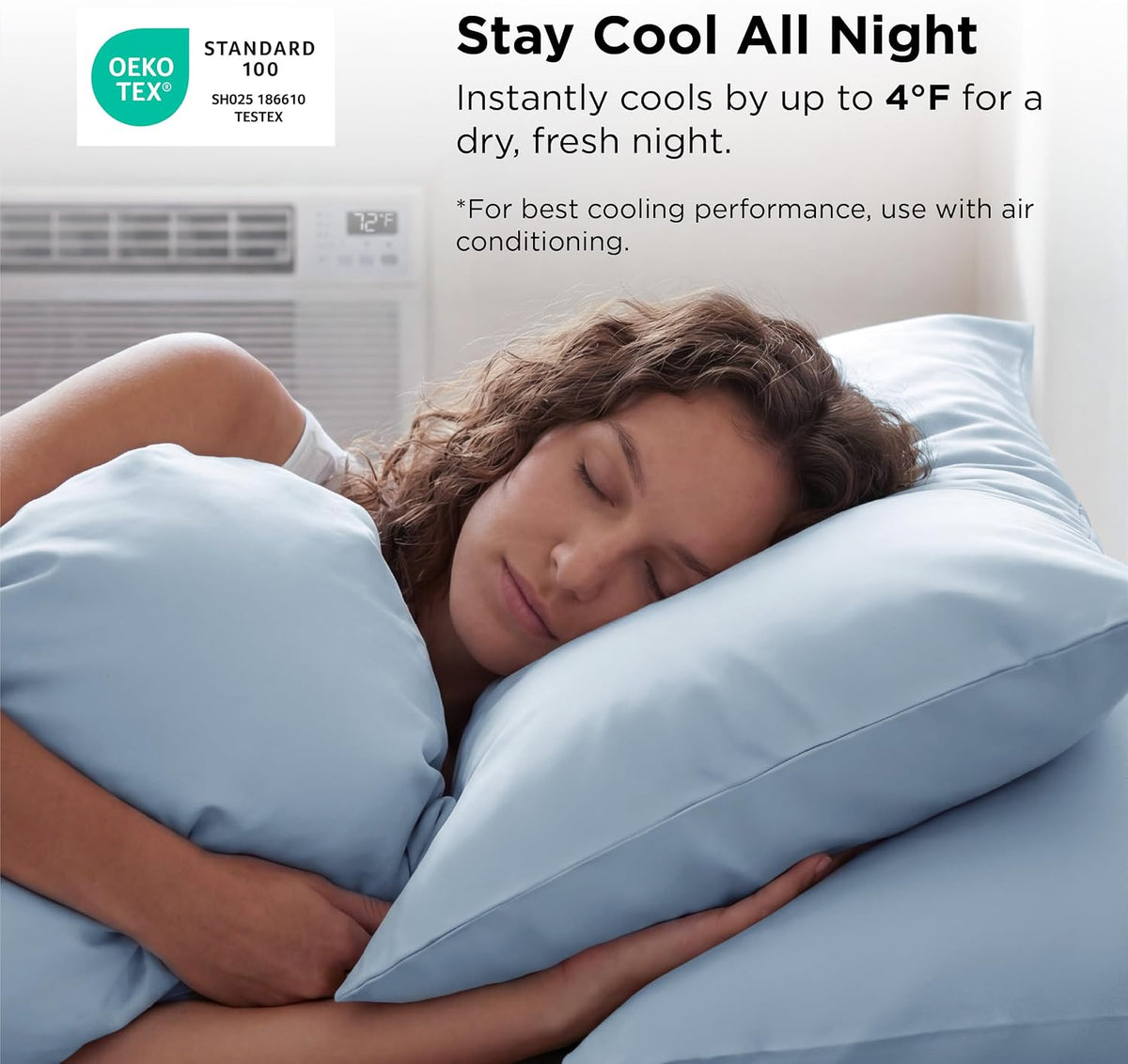 Cooling Pillow Cases Queen Size Set of 2 for Hot Sleepers, Grey