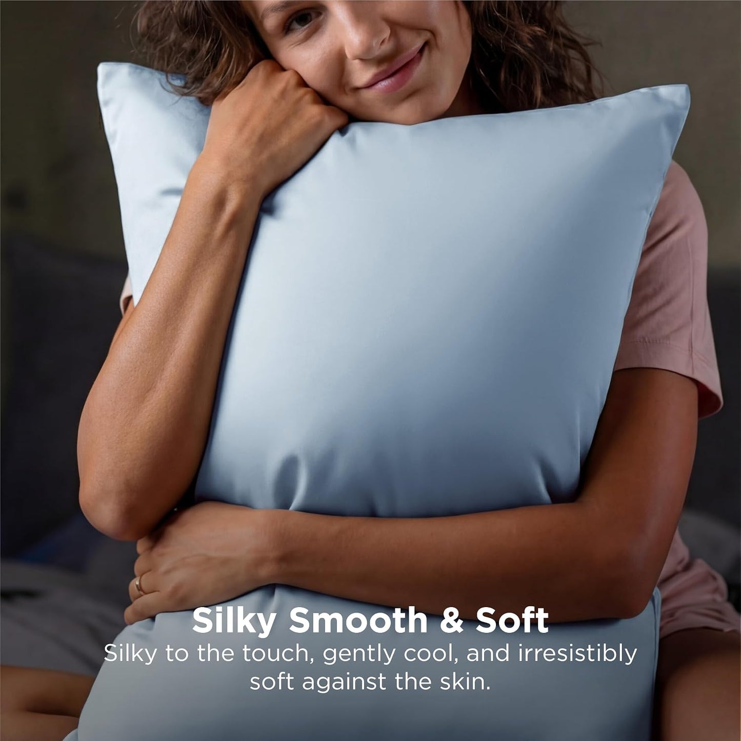 Cooling Pillow Cases Queen Size Set of 2 for Hot Sleepers, Grey