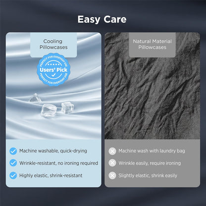 Cooling Pillow Cases Queen Size Set of 2 for Hot Sleepers, Grey