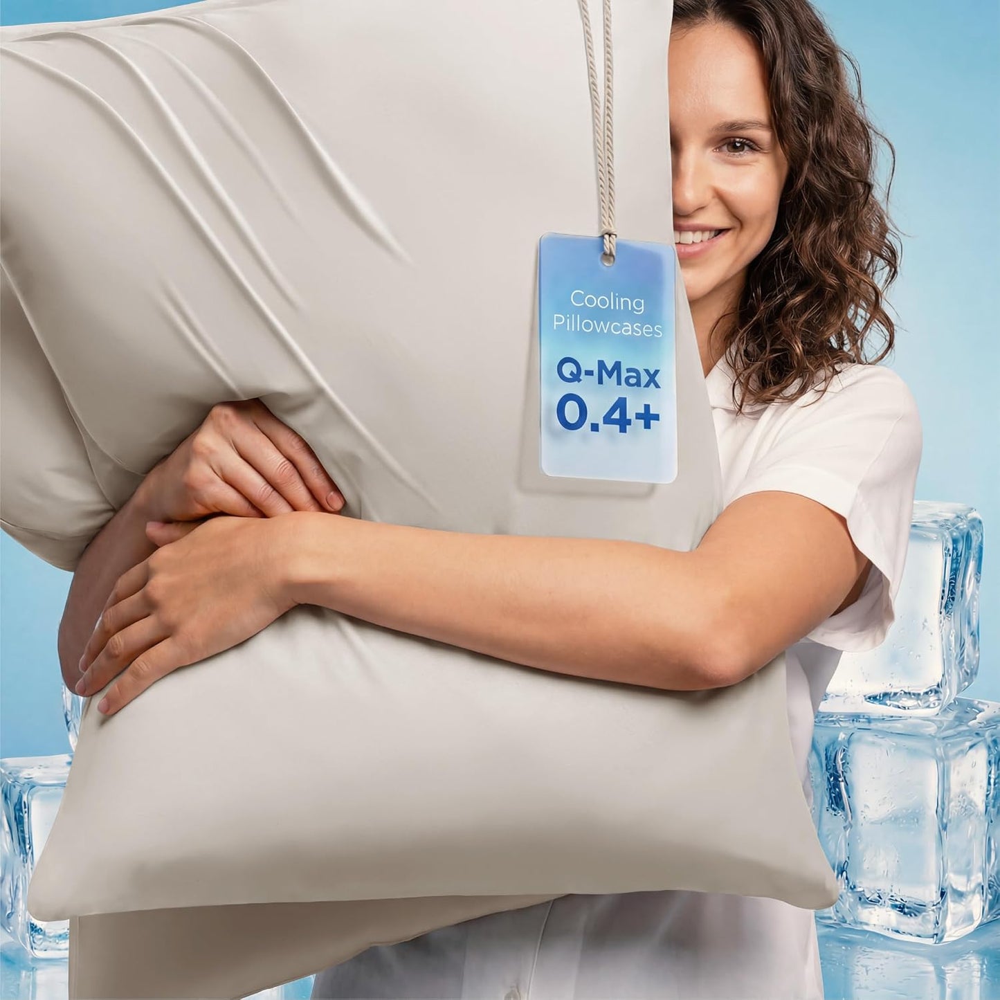 Cooling Pillow Cases Queen Size Set of 2 for Hot Sleepers, Grey