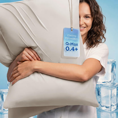 Cooling Pillow Cases Queen Size Set of 2 for Hot Sleepers, Grey